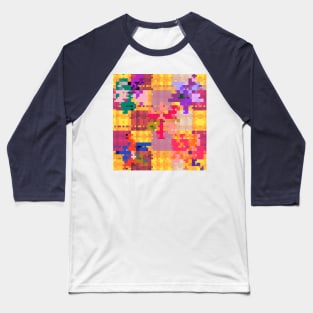 Colorful Abstract Mosaic Patchwork Quilt Design. Baseball T-Shirt